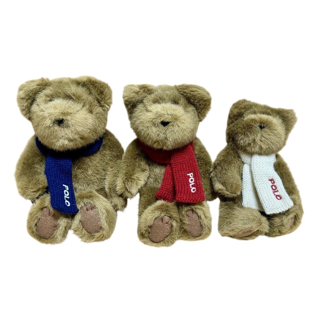 Ralph Lauren 2001 Polo Plush The Bears That Care Red White & Blue Scarves EUC